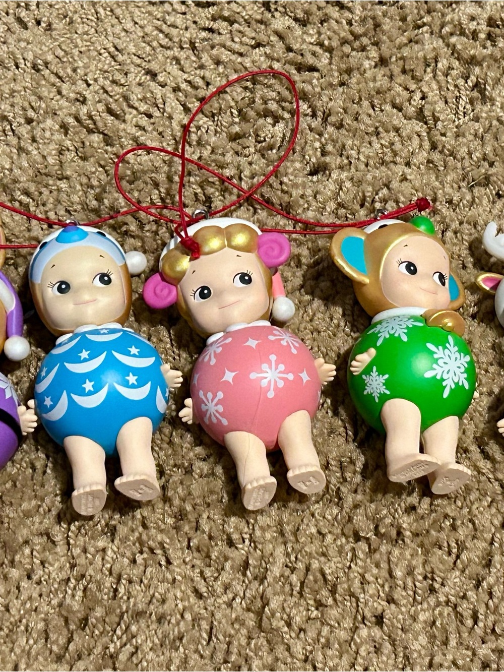Sonny Angel figures from the 2023 Christmas Ornament series Set Of 5